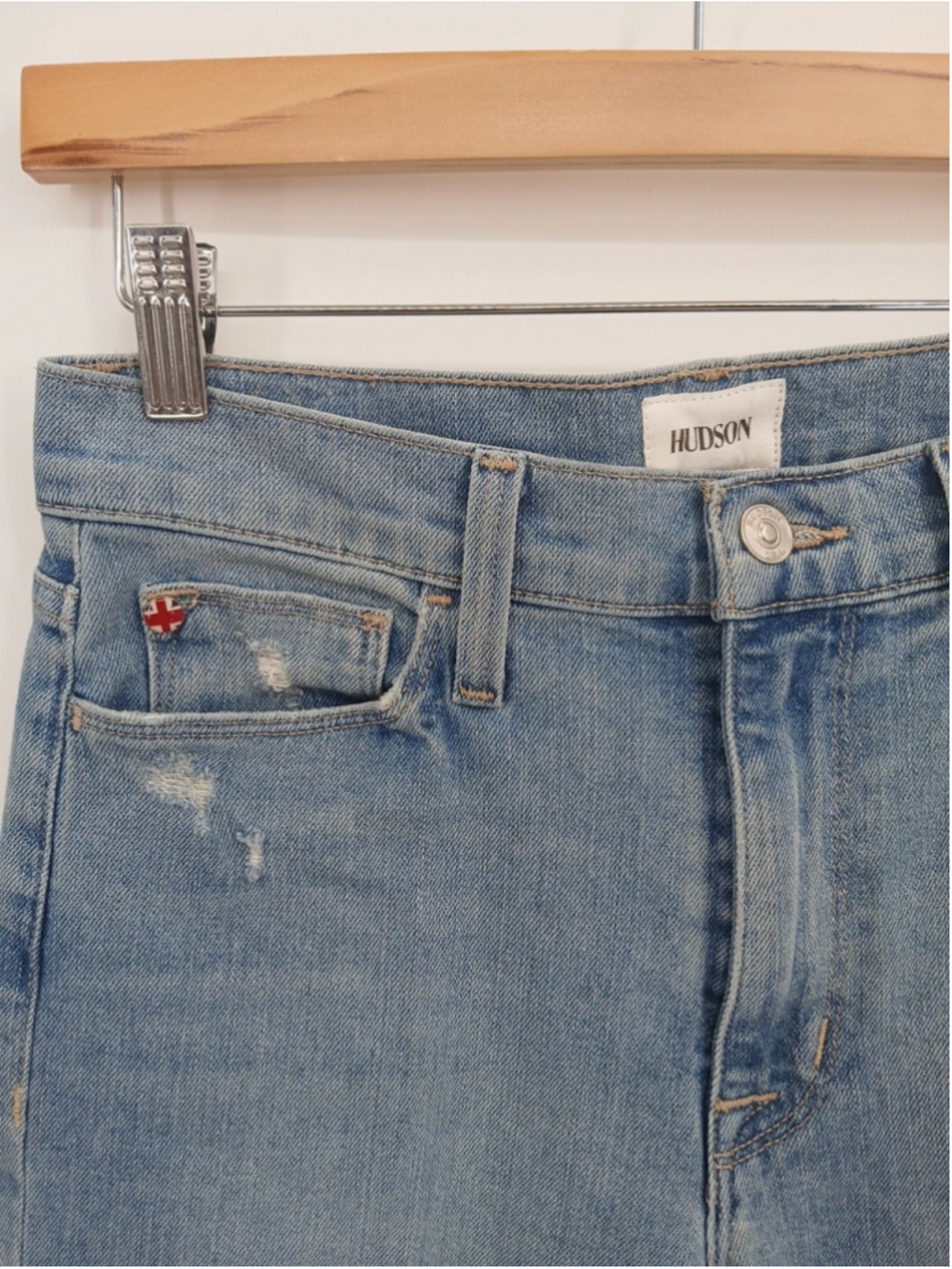 Hudson Jeans Blair High Rise Straight Crop Womens Size 26 Blue Distressed - Picture 4 of 16